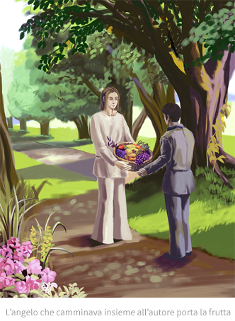 L’angelo che camminava insieme all’autore porta la frutta