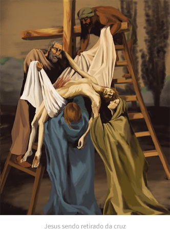 Jesus sendo retirado da cruz